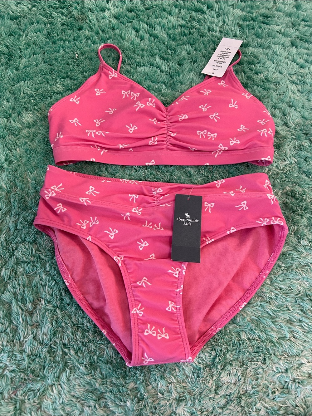 abercrombie kids Pink Bow-Print Girls' Bikini Set. 13/14